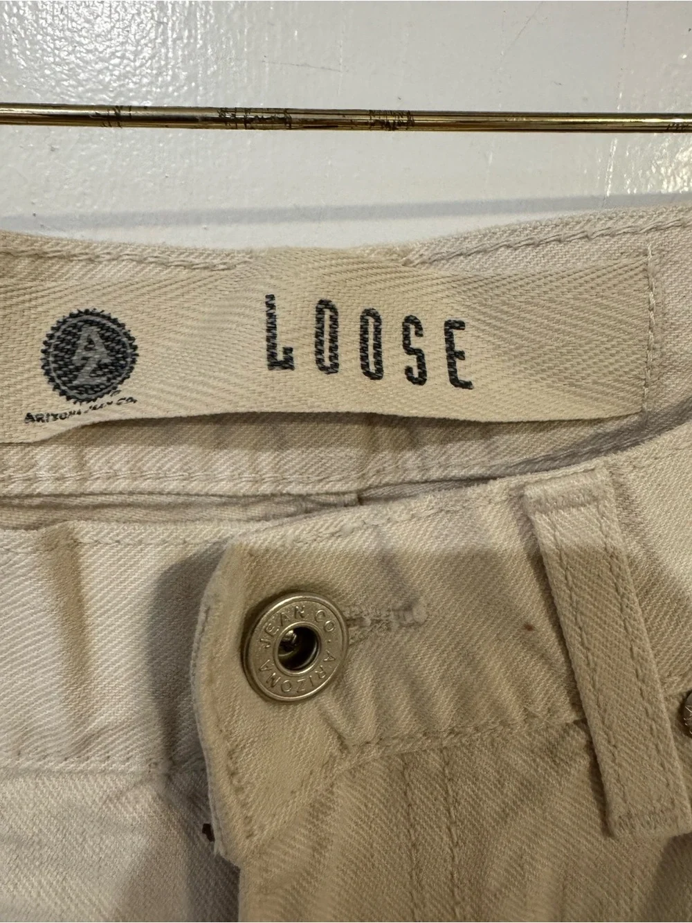 Arizona Jean Co Loose Fit Jeans Mens 34x34 Khaki Beige 100% Cotton Straight Leg